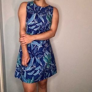 Floral Beaded Bright Blue Summer Dress